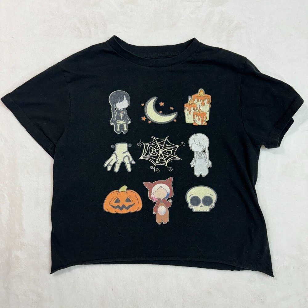 Wednesday Shirt Women's Size S Black Short Sleeve Crew Neck Graphic Halloween